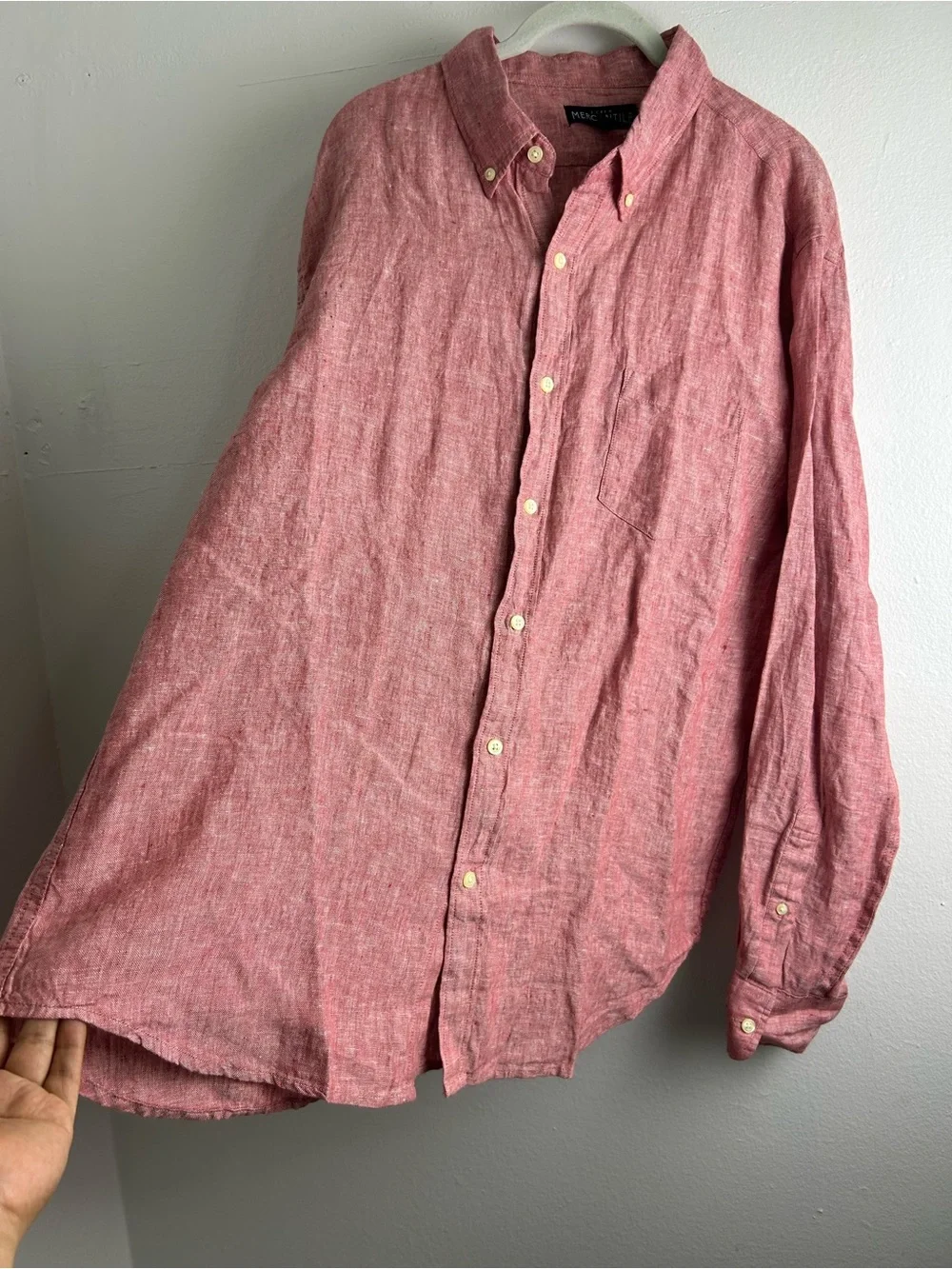 J.Crew Mercantile 100% linen Men's Button-Down Shirt Dusty Pink Size XL